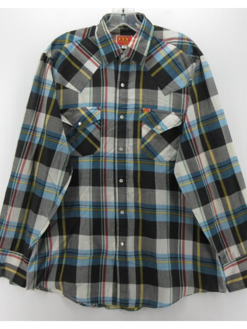 VINTAGE Ely Plains Shirt 16 Western Pearl Snap Plaid Cowboy Rodeo *